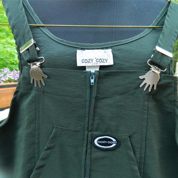 Maxi Forest Green Jumper Dress w/Cool Hand Motif Strap Clips By Cozy Cozy SZ 12 - Picture 4 of 9